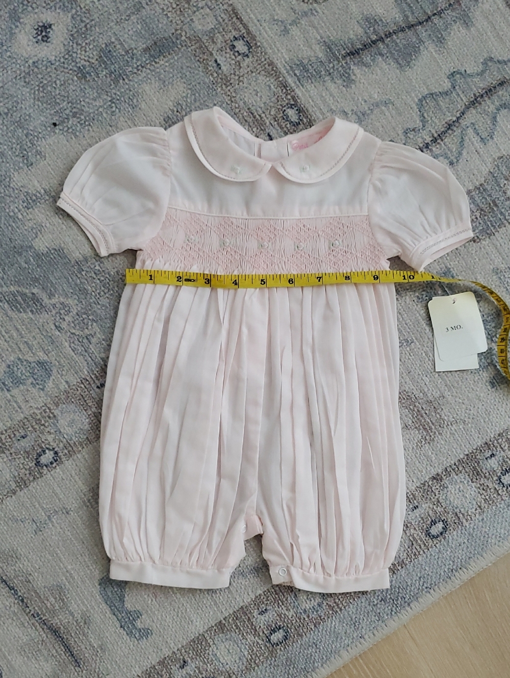 NWT Petit Ami Baby Girls Pink Smocked French Bubble Romper sz3m - Picture 7 of 8